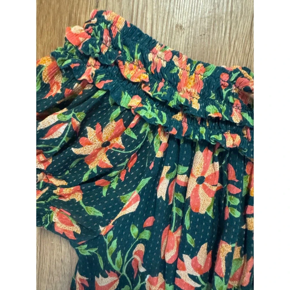 Free People FP One Suki Blouse Garden Combo Floral Off Shoulder Top F21T03306 M